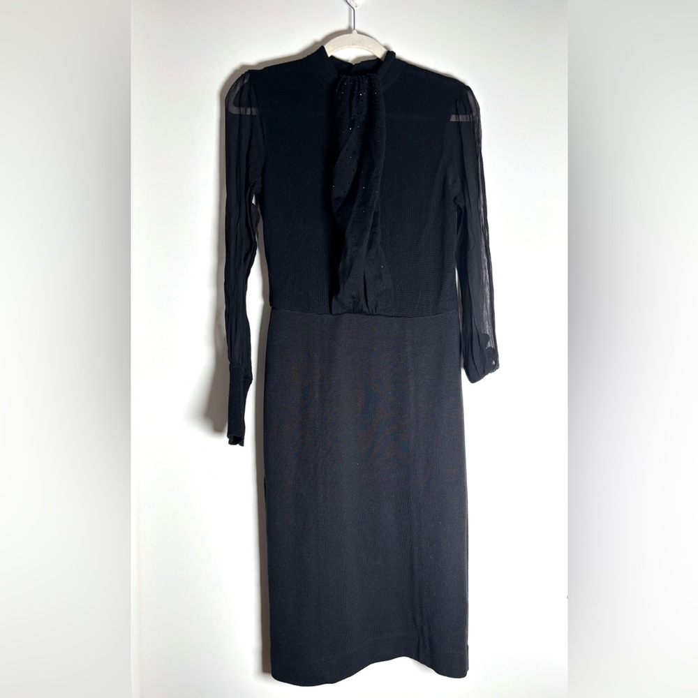 Tory Burch Black Merino Wool Long Sleeve Dress